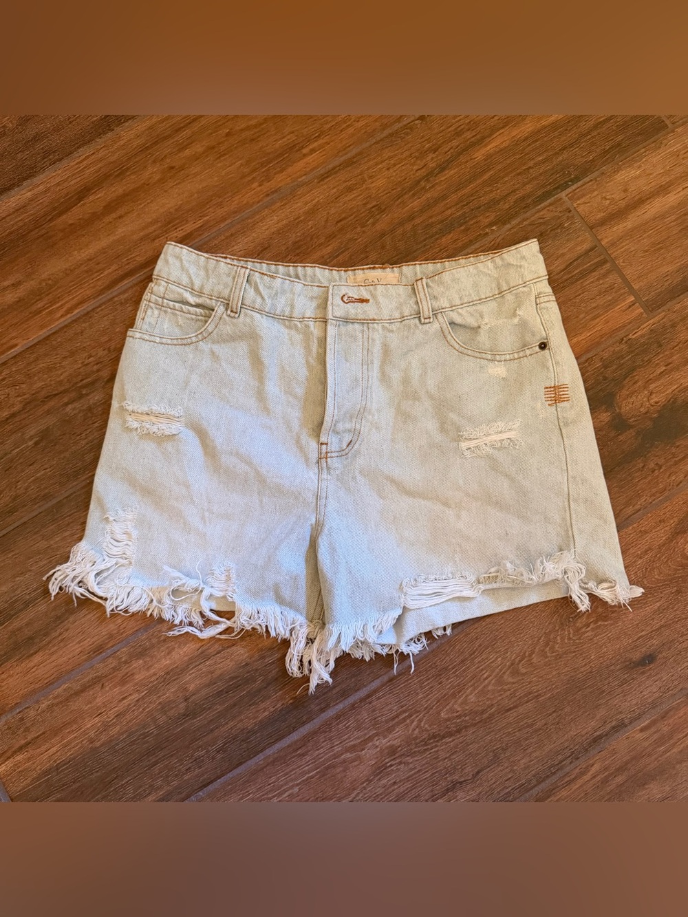 Chelsea & Violet Light Blue Distressed Denim Shorts Size 29